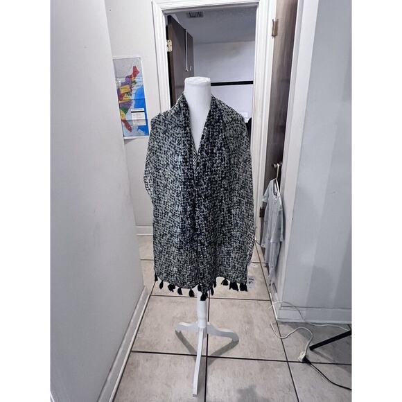 J Jill Pure Jill NWT blue White Tasseled Scarf 20 X 72 - Picture 1 of 4